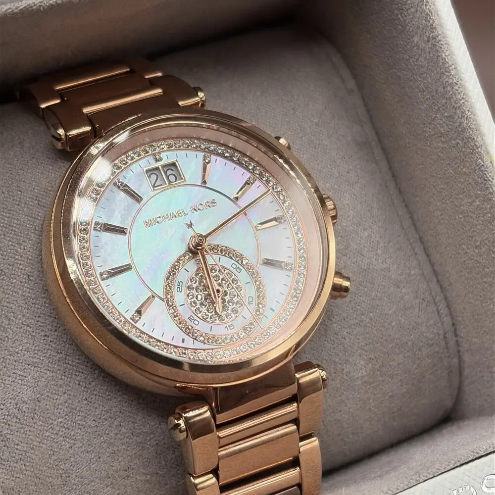 Authentic Michael Kors Sawyer Crystals Rose Gold Women's MK6282 Watch